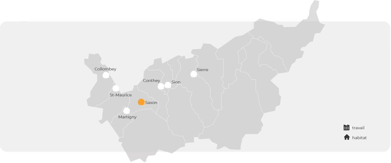 Carte par région : Lieux de travail et ateliers, hébergement